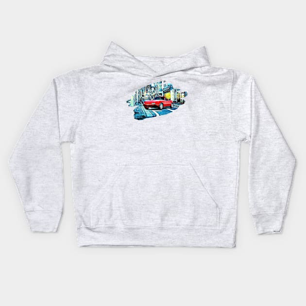 MX5 Tokyo Night Print Kids Hoodie by Auto-Prints